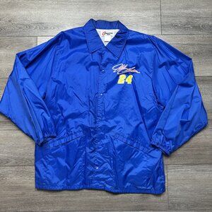 Vintage Jeff Gordon Jacket Mens XL Blue Windbreaker Lined Nascar Swishy Snap